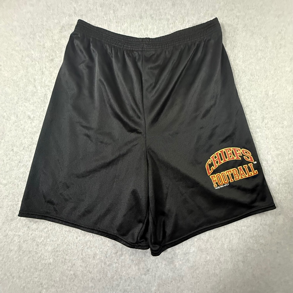 Vintage 1995 Logo Athletic Kansas City Chiefs Football Mesh Shorts Mens XL Black
